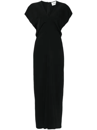 P.A.R.O.S.H BLACK DRAPED CADY MAXI DRESS
