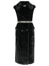 P.a.r.o.s.h Black Faux Fur Coat In Black