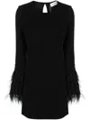 P.a.r.o.s.h Feather-trimmed Mini Dress In Black
