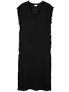 P.a.r.o.s.h Frayed Linen Midi Dress In Black