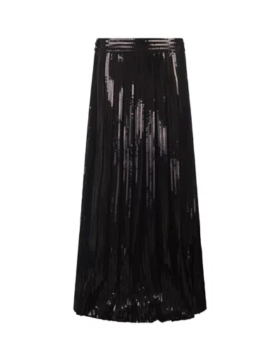 P.a.r.o.s.h Black Godot Sequined Long Skirt