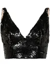 Shop P.a.r.o.s.h Black Grand Sequinned Crop Top