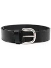 P.a.r.o.s.h Leather Belt With Adjustable Length And Silver-tone Buckle In Black