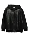 P.a.r.o.s.h . Black Leather Jacket With Hood In Black