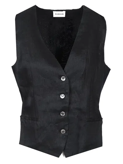 P.a.r.o.s.h Black Linen Vest Jackets Black