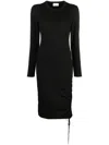 P.a.r.o.s.h Black Long Sleeve Draped Short Dress In Black
