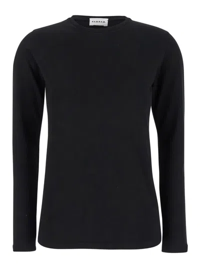 P.a.r.o.s.h Black Long Sleeve Top In Fabric Woman