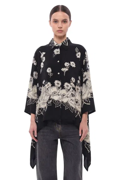 P.a.r.o.s.h Black Loose Floral Shirt