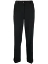 P.a.r.o.s.h Black Mid-rise Tailored Straight Trousers In Black