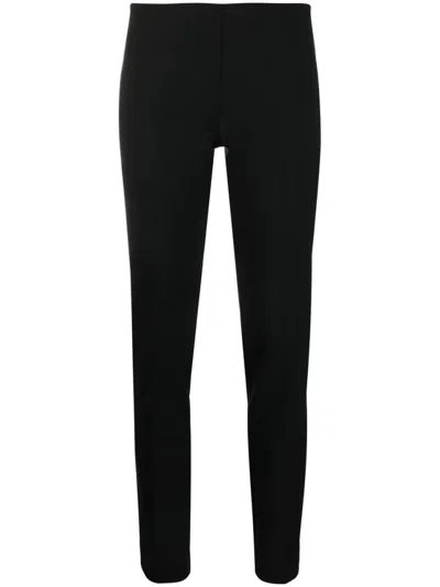P.A.R.O.S.H BLACK MID-RISE TAPERED VIRGIN WOOL TROUSERS