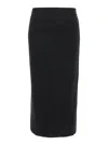 P.a.r.o.s.h Black Skirt With High Elastic Waist And Straight Hem In Wool And Cashmere Stretch Woman In Black