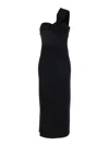 P.a.r.o.s.h Black One-shoulder Dress With Sweetheart Neckline In Viscose Blend Woman In Black