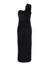P.a.r.o.s.h Black One-shoulder Dress With Sweetheart Neckline In Viscose Blend Woman In Black