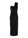 P.a.r.o.s.h Black One-shoulder Dress With Sweetheart Neckline In Viscose Blend Woman In Black