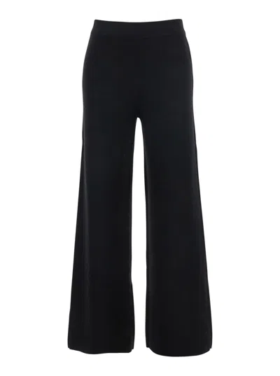 P.A.R.O.S.H BLACK PANTS WITH HIGH ELASTIC WAIST IN WOOL AND CASHMERE WOMAN