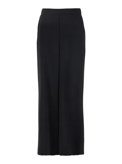 P.a.r.o.s.h . Wide-leg Trousers With Smooth Finish And Elasticated Waistband In Black