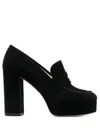 P.a.r.o.s.h . Penny-slot 115mm Suede Platform Sandals In Black