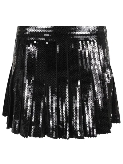 P.a.r.o.s.h High Waisted Pleated Sequined Party Skirt In Black