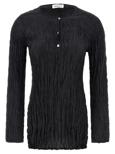 P.A.R.O.S.H WOMEN BLACK REGULAR TEXTURED TOP