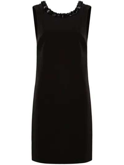 P.A.R.O.S.H BLACK SEQUIN-EMBELLISHED COLUMN DRESS