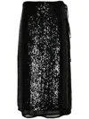 P.a.r.o.s.h Gabriel Sequined Midi Wrap Skirt In Black