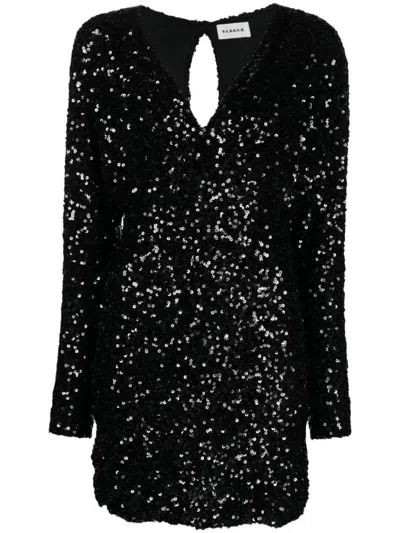 P.A.R.O.S.H BLACK SEQUIN-EMBELLISHED MINIDRESS