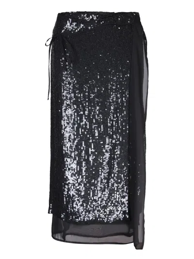 P.a.r.o.s.h Parosh Black Sequined Midi Skirt