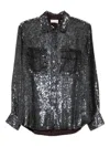 P.a.r.o.s.h Long Sleeve Top With Chest Pockets And Sequins In Black