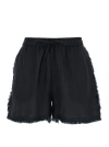 P.a.r.o.s.h Black Shorts With Drawstring And Fringed Hem In Black