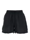 P.a.r.o.s.h Black Shorts With Drawstring And Fringed Hem In Black
