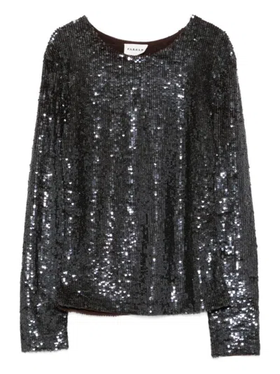 P.A.R.O.S.H BLACK SILVER SEQUINS TOP