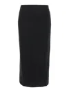 P.a.r.o.s.h Black Skirt With High Elastic Waist And Straight Hem In Wool And Cashmere Stretch Woman In Black