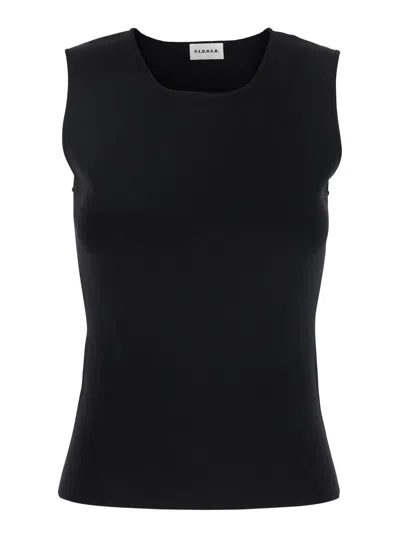 P.A.R.O.S.H BLACK SLEEVELESS CREW NECK SHIRT IN VISCOSE BLEND WOMAN