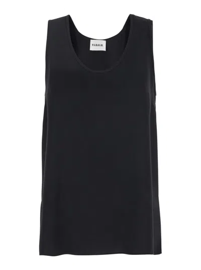 P.A.R.O.S.H BLACK SLEEVELESS TOP WITH ROUND NECK