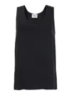 P.a.r.o.s.h Black Solid Round Neck Top In Black