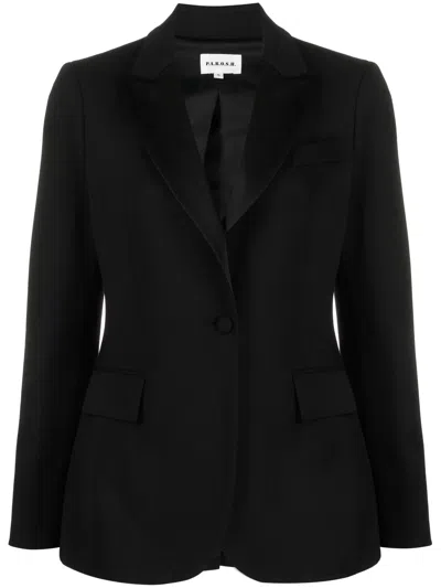 P.a.r.o.s.h Black Tailored Textured Wool Blend Blazer