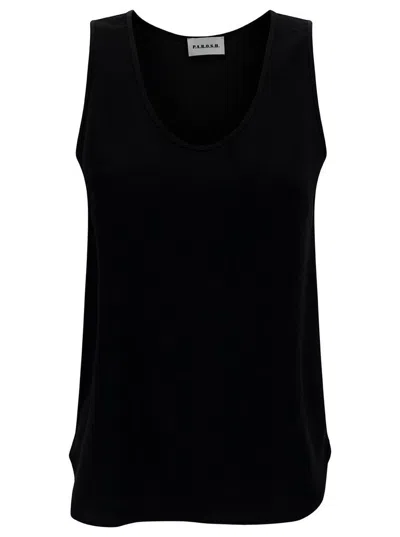 P.a.r.o.s.h Black Tank Top With Plunging U Neckline