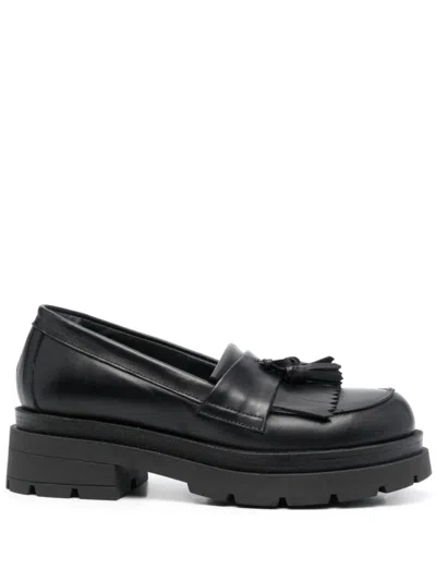 P.A.R.O.S.H BLACK TASSEL LEATHER LOAFERS