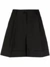 P.a.r.o.s.h Pleated Cuff Shorts With Side And Rear Pockets In Black