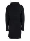 P.a.r.o.s.h Black Turtleneck Midi Dress In Wool And Cashmere Woman In Black