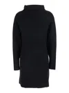 P.a.r.o.s.h Black Turtleneck Midi Dress In Wool And Cashmere Woman In Black