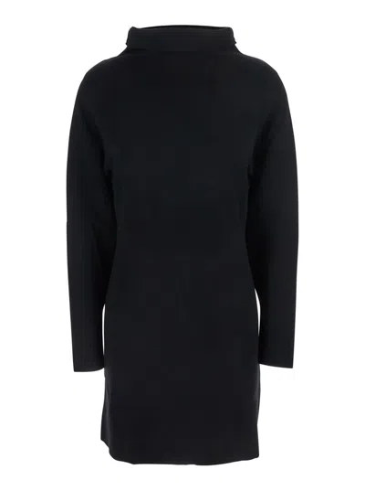 P.A.R.O.S.H BLACK TURTLENECK MIDI DRESS IN WOOL AND CASHMERE WOMAN