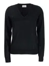 P.a.r.o.s.h . V-neck Knit Sweatshirt In Luxurious Wool-silk-cashmere Blend In Black