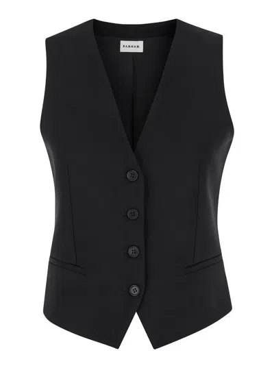 P.a.r.o.s.h Black Vest With Button Closure