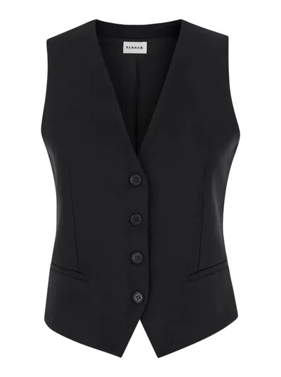 P.a.r.o.s.h Black Vest With Button Closure In Fabric Woman