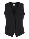 P.a.r.o.s.h Black Vest With Button Closure In Fabric Woman