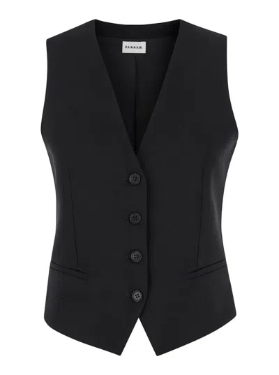 P.A.R.O.S.H BLACK VEST WITH BUTTON CLOSURE IN FABRIC WOMAN