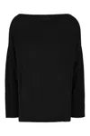 P.a.r.o.s.h Black Crewneck Sweater With Asymmetric Hem In 013