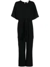 P.a.r.o.s.h Cargo Jumpsuit With Wide-leg And Belt In Black