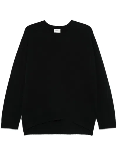 P.A.R.O.S.H PAROSH BLACK WOOL-CASHMERE RIBBED SWEATER